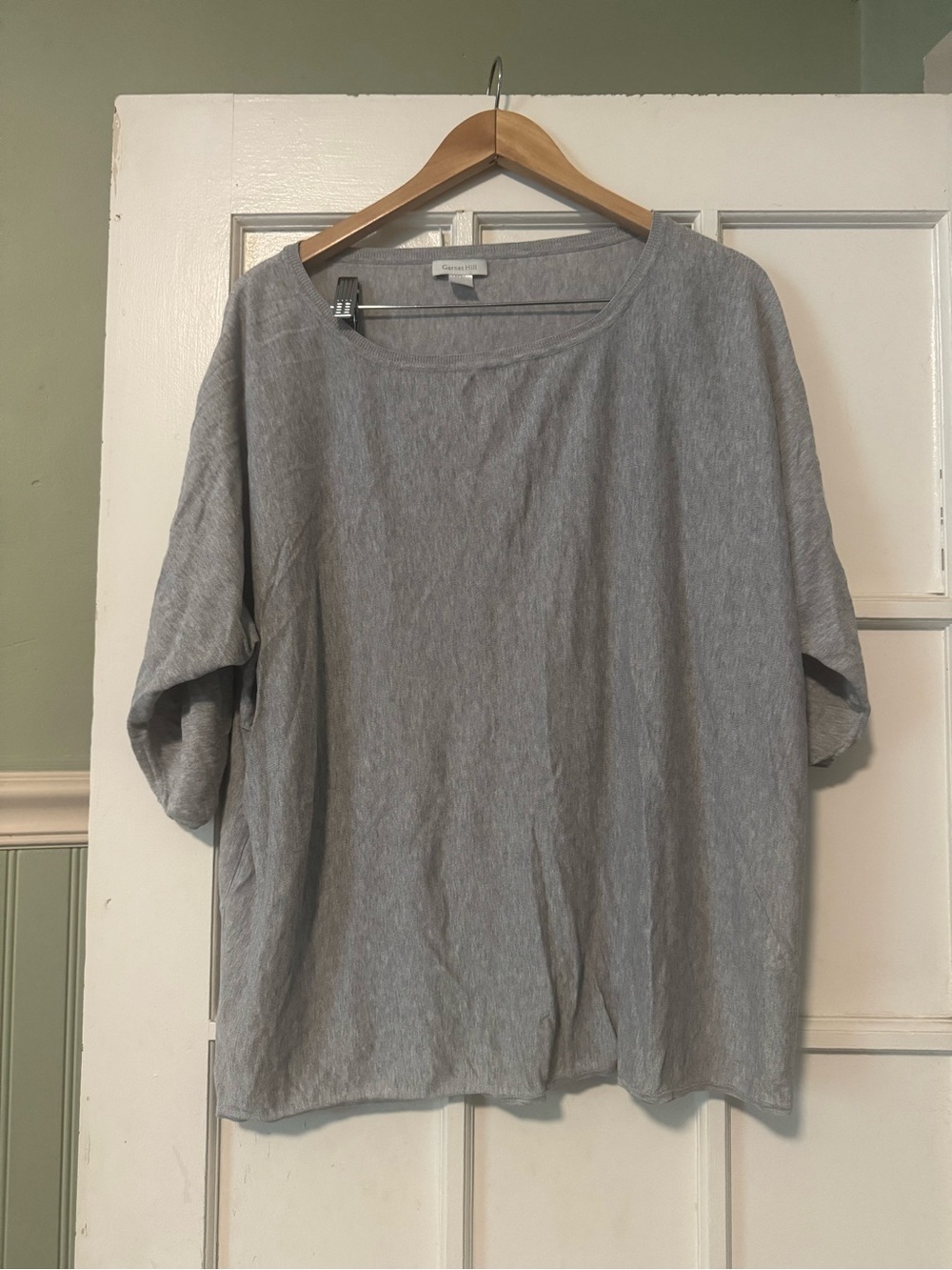 Garnet Hill Silk Cotton Oversized Scoop Neck Sweater Gray